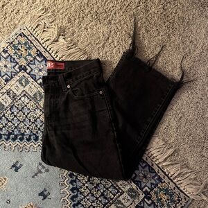 Levi's Black Relaxed Fit Jeans with Frayed Hem